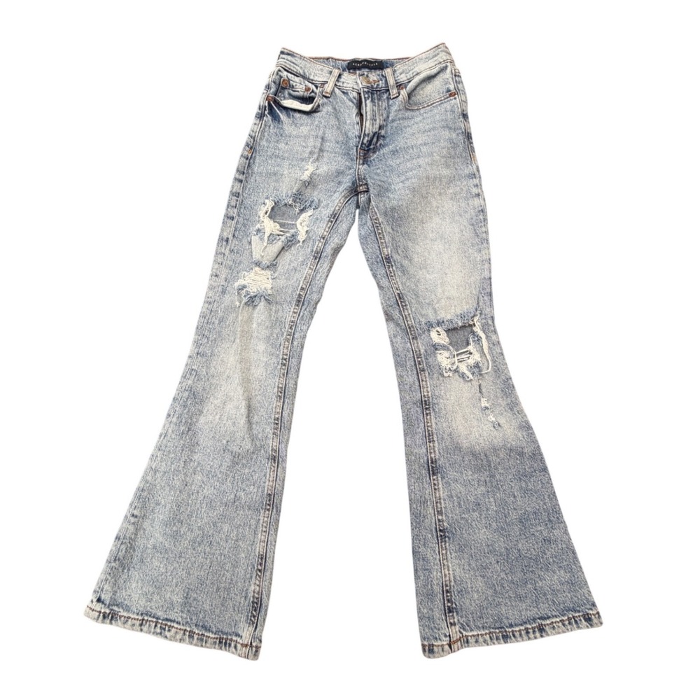 Aeropostale Y2K Distressed Flare Jeans Womens 000S Indie Coquette Grunge